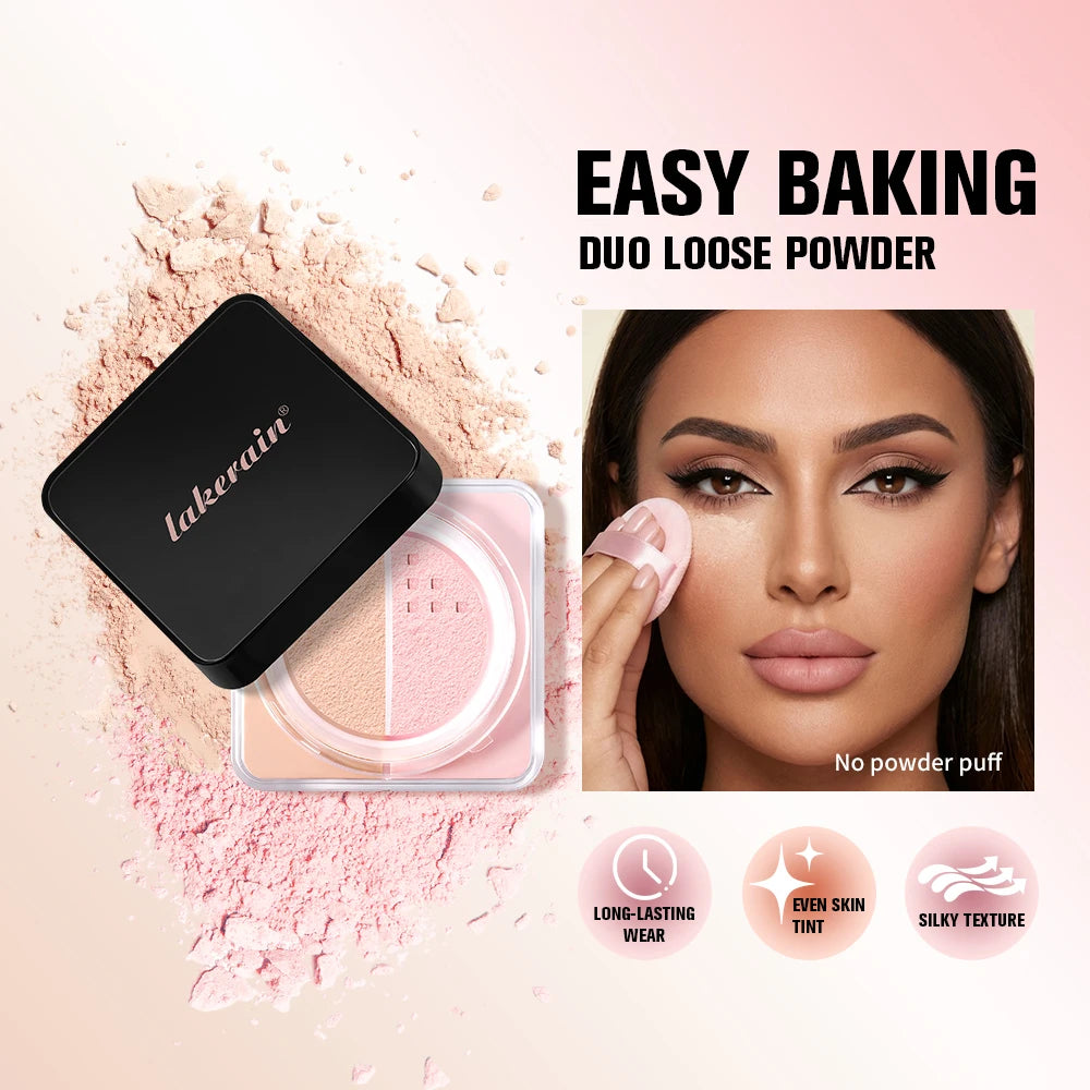 Loose Powder Setting &Correcting Powder and Puff Duo Brightening Correcting Oil Control Long Lasting Setting Powder Makeup Peaceful Pleasures Health and Wellness