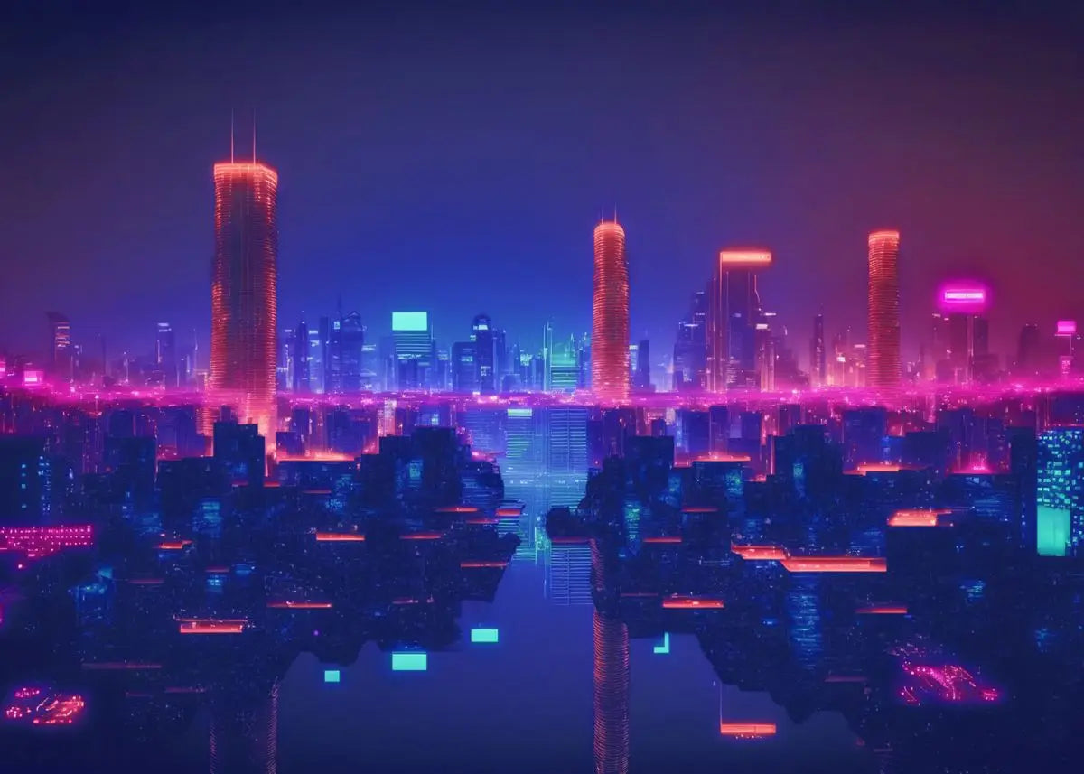 Cyberpunk Neon City Poster Fantasy Collection Wall Art for Passionate Decor Enthusiasts Peaceful Pleasures Health and Wellness P18 55x75cm