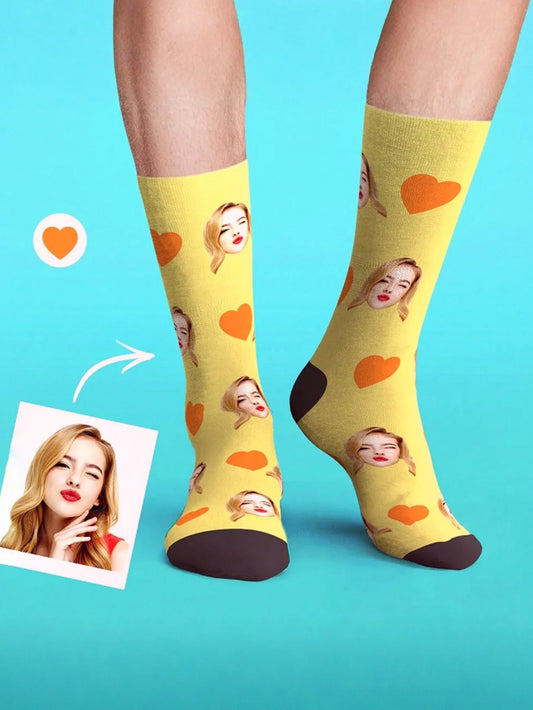 Custom Face Socks Personalized Photo Couple Socks Funny Anniversary Gift for Couples Family Friends Christmas Valentine Peaceful Pleasures Health and Wellness