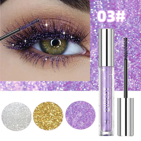 QiBest Glitter Mascara Silver Gold Purple – Waterproof 3 Colors Glitter Mascara Oasis Select