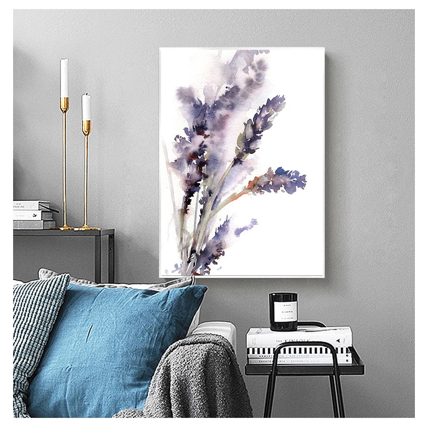 and Lilac Prints Flowers Painting Wall Art Canvas Painting Room Home Decor Unframed Abstract Botanical Purple Lavender Peaceful Pleasures Health and Wellness