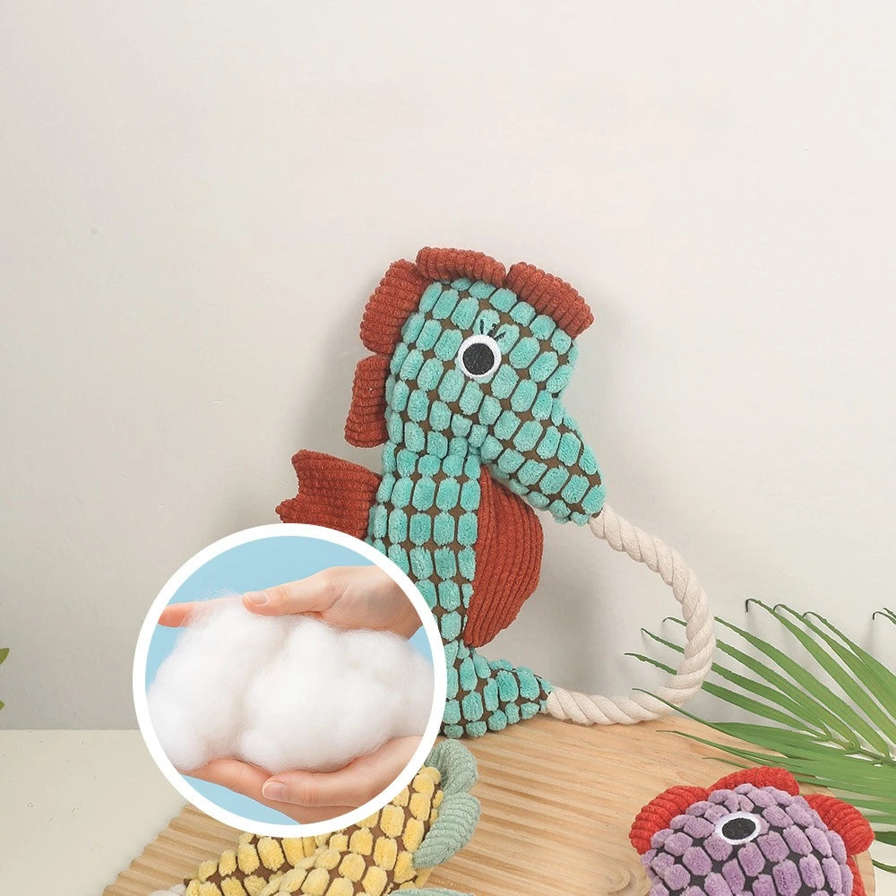 Seahorse Plush Squeaky Dog Toy Bite Resistant Rope Funny Puppy Chew Toy Pet Dog Accessories Peaceful Pleasures Health and Wellness