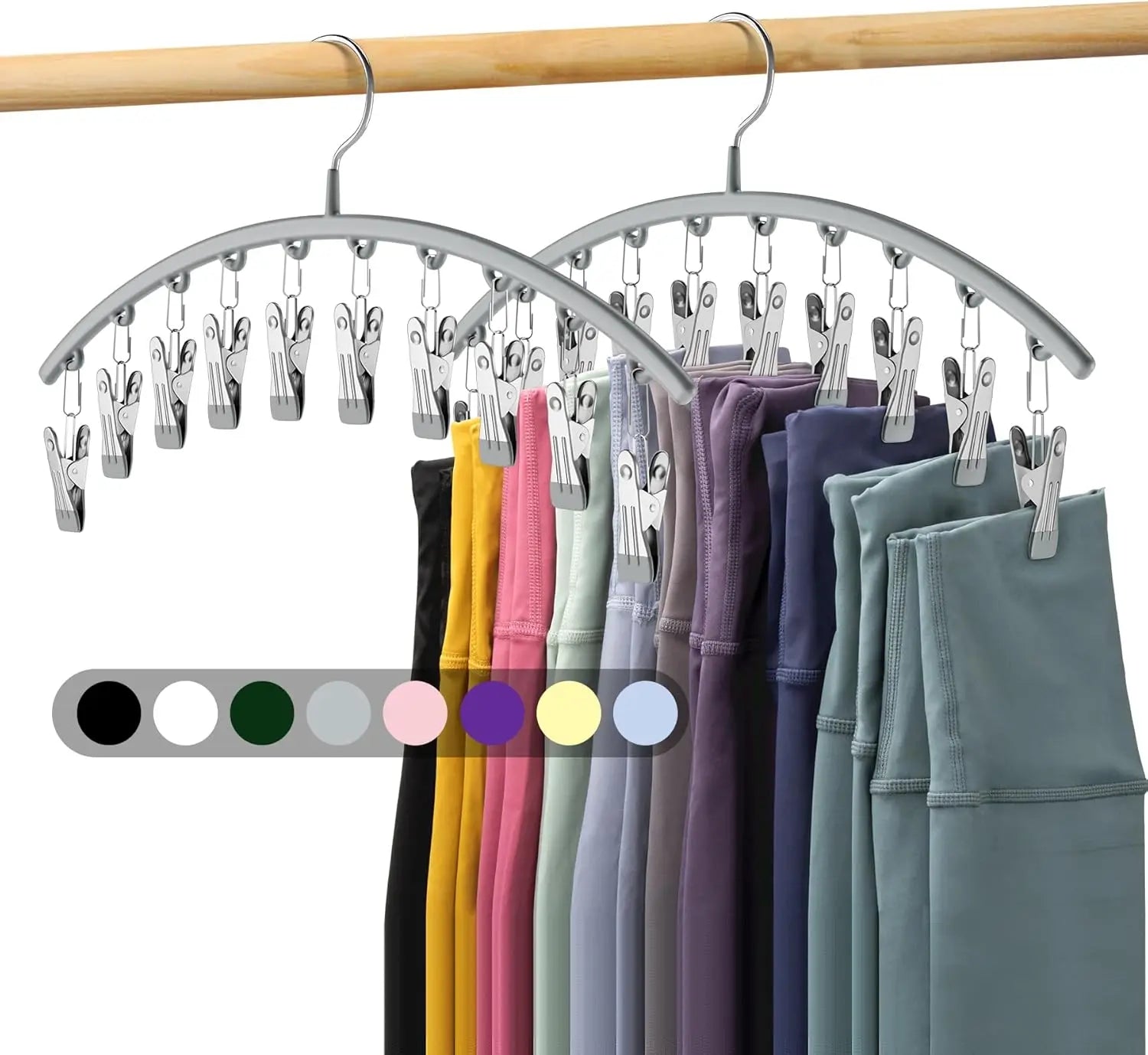 Metal Yoga Pants Hanger 2-Pack with Rubber Clips – Grey Peaceful Pleasures Health and Wellness United States