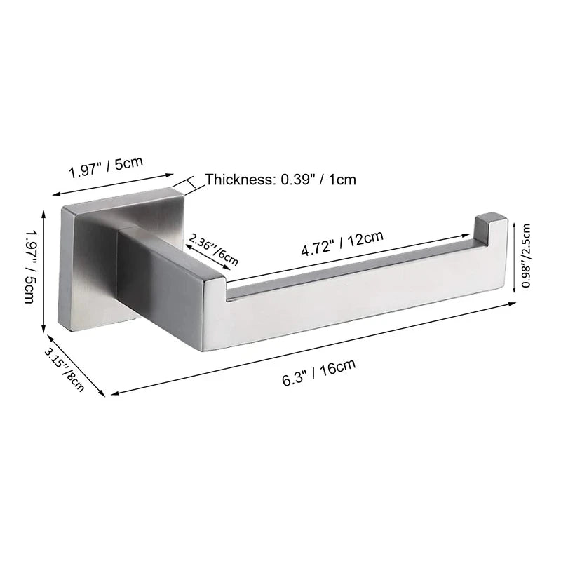 Matte Black Wall-Mounted Toilet Paper Holder – 304 Stainless Steel