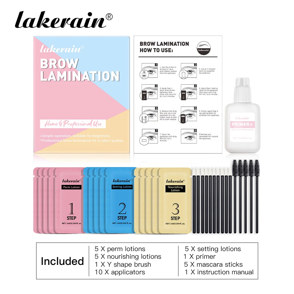 Lakerain Eyebrow Perm Set Long Lasting Natural Effects Make Fuller & Thicker Eyebrow Portable Smaller Packaging For Beginners Peaceful Pleasures Health and Wellness