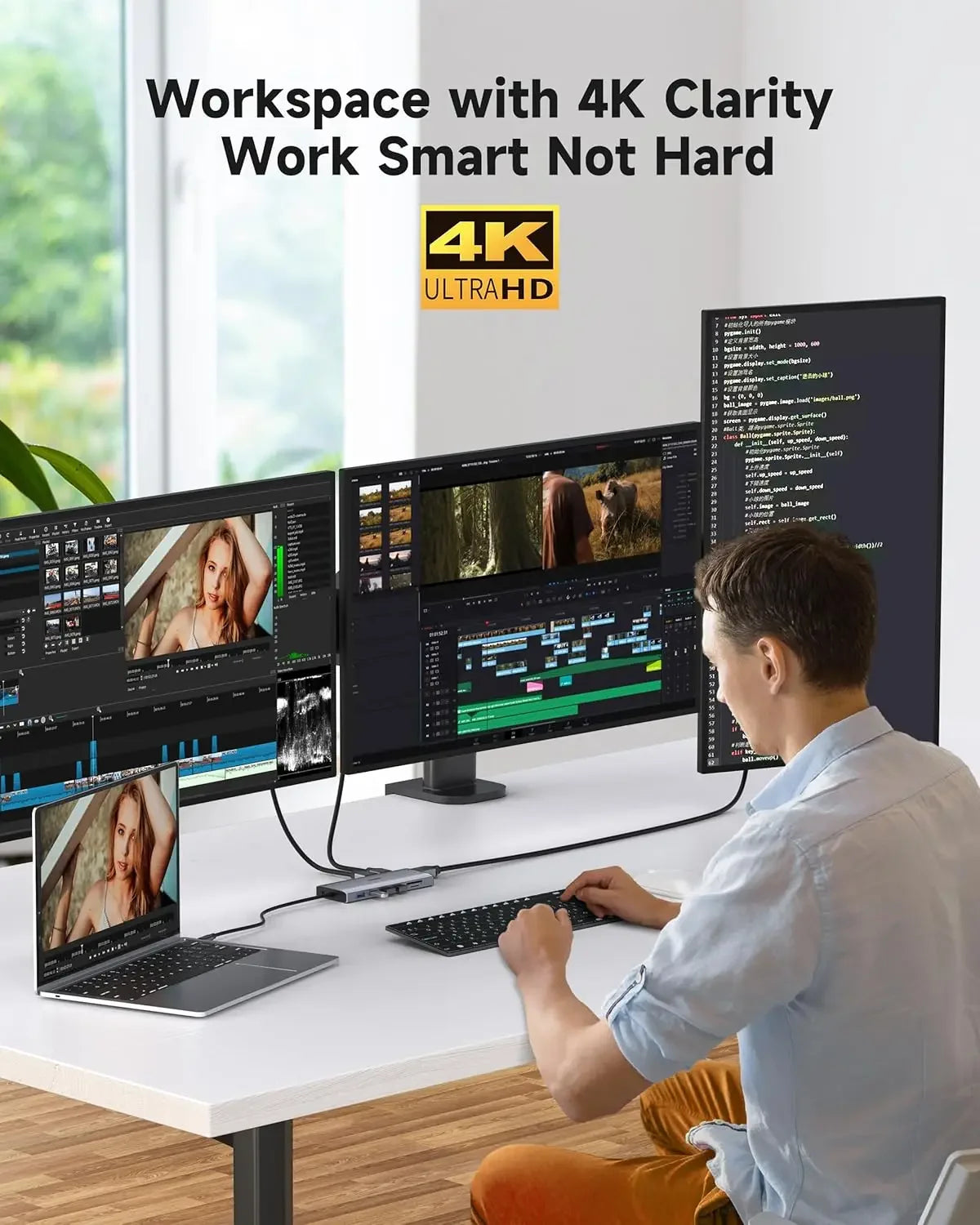 14-in-1 USB C Hub with Triple Monitor Support, 100W PD, 7 USB Ports Computer Accessories Peaceful Pleasures Health and Wellness
