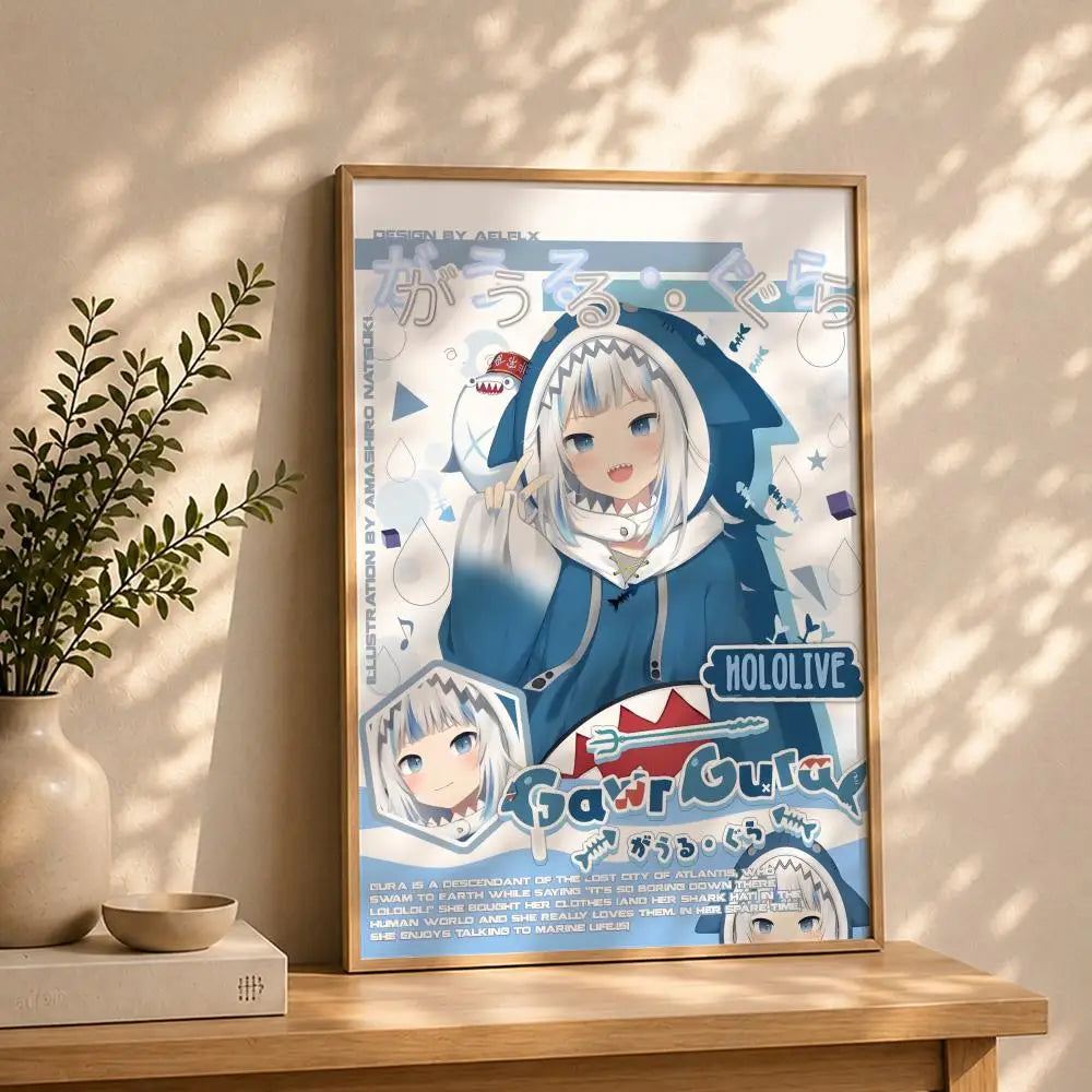 Vtuber G-Gawr GuraS Poster HD Self Adhesive Waterproof Wall Art Ideal for Home Office Dorm Bedroom Great Gift Peaceful Pleasures Health and Wellness
