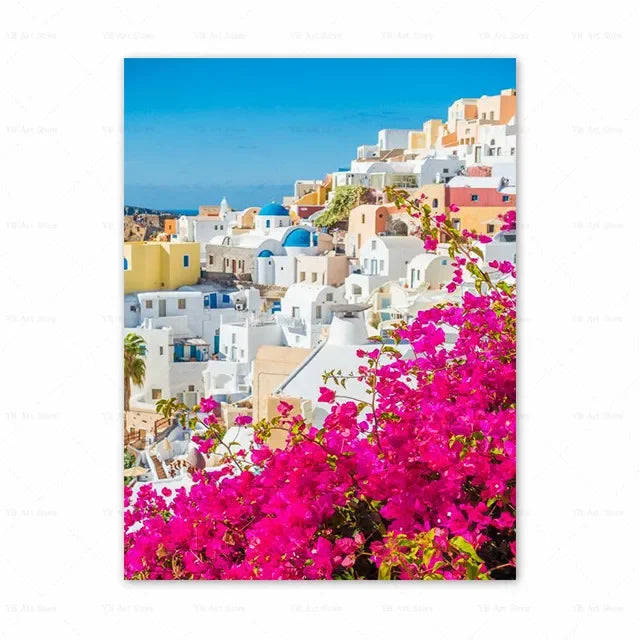 1PC Santorini Greece Island and The Aegean Sea Landscape Print Art Canvas Poster For Living Room Decoration Home Wall Framele Peaceful Pleasures Health and Wellness 3 40x60cm Unframed