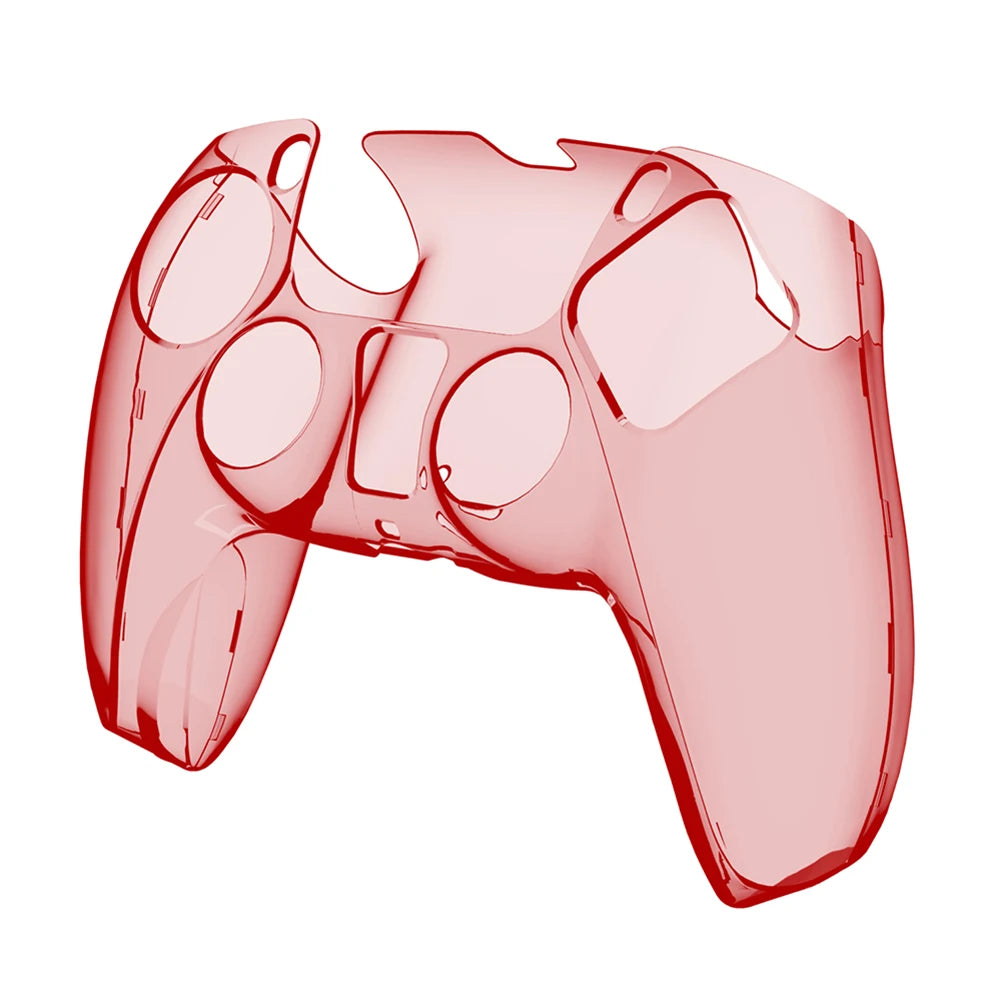 For PS5 DualSense Controller Clear PC Cover Ultra Slim Transparent Protector Case for Sony Playstation5 Gamepad Controller Case Peaceful Pleasures Health and Wellness Transparent Red