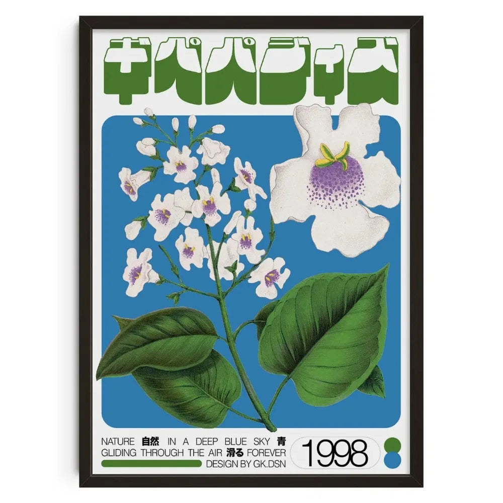 Japanese Retro Floral Canvas Wall Art | Unframed Poster
