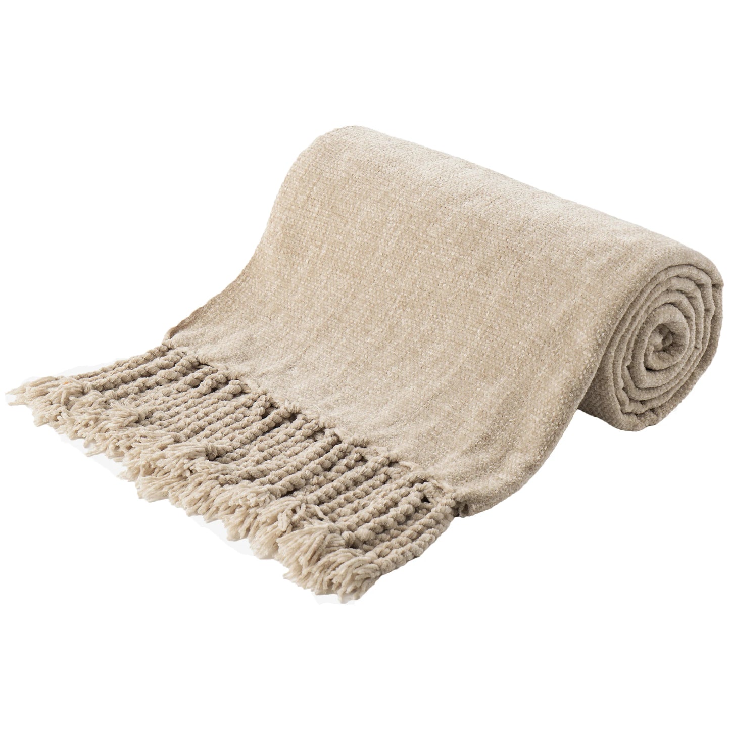 Battilo Chenille Throw Blanket with Fringe Tassels | Soft Knit