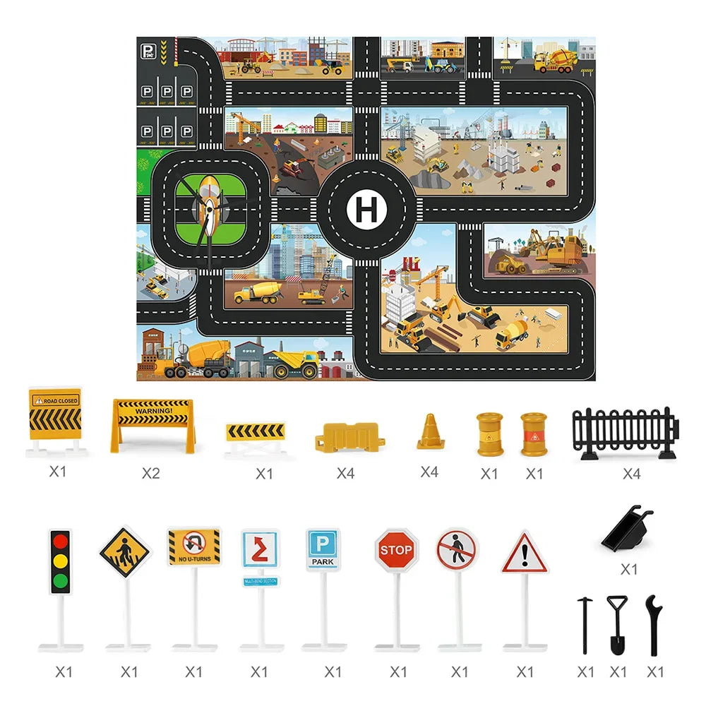 Large City Road Map DIY Scene Signs Car Parking Lot Game Children
