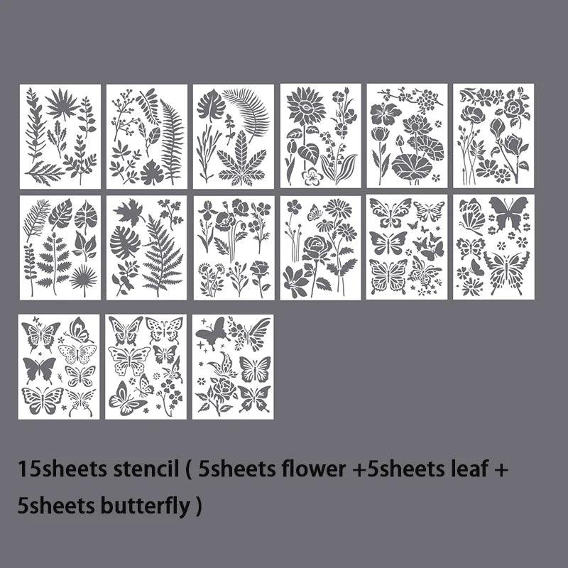 Floral Painting Templates Children Flower Leaf Butterfly DIY Drawing