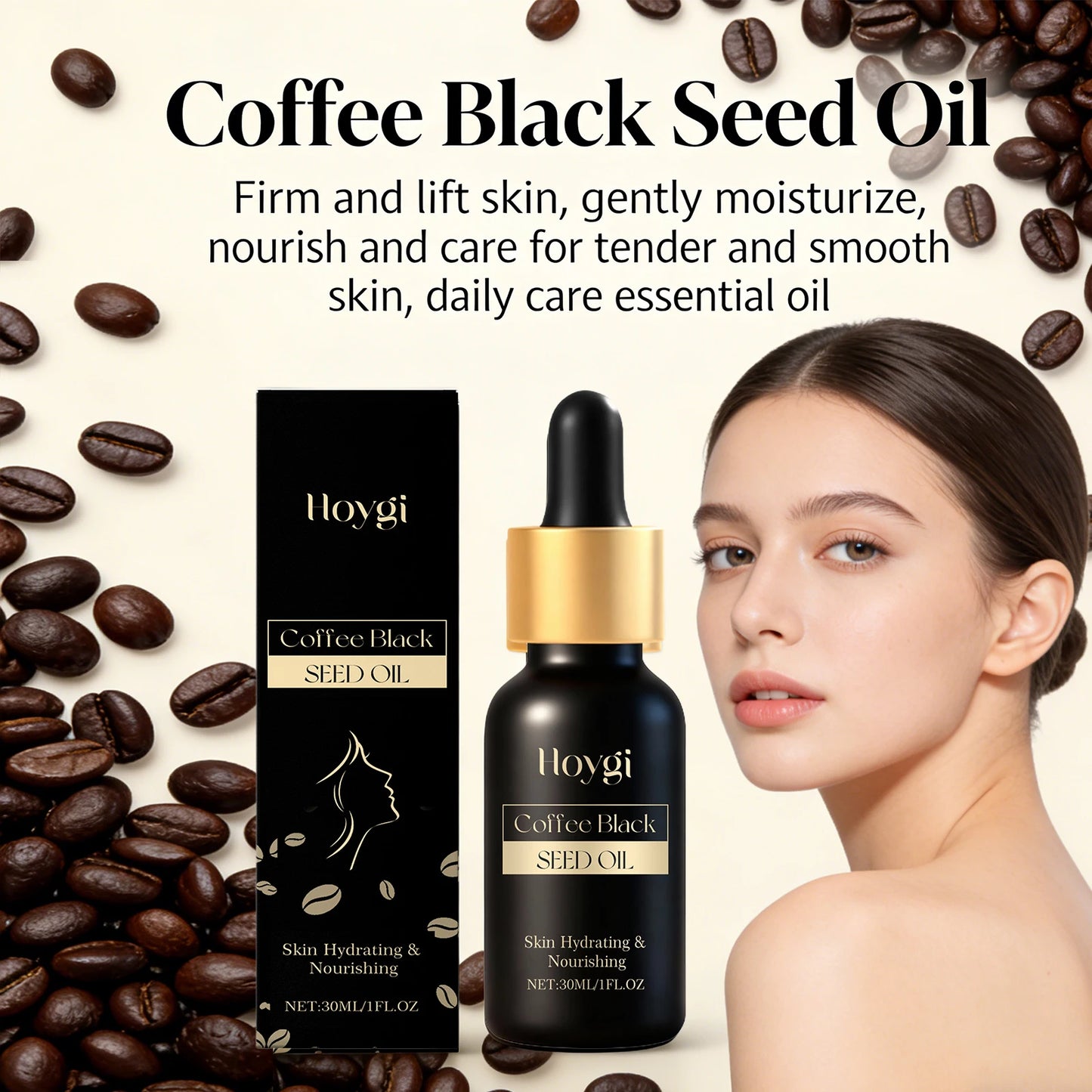 Coffee Black Seed Oil for Face Repair Anti Dryness Nourishing Moisturizing Skin Lifting Firming Improve Sagging Hydrating Care Peaceful Pleasures Health and Wellness