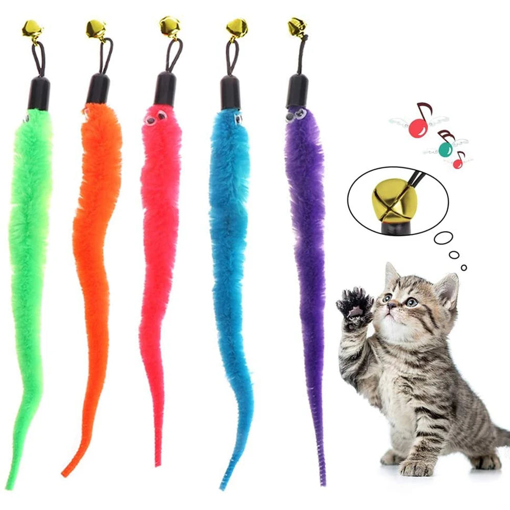 Worm Cat Teaser Toy Replacement Heads – Plush Wand Refills Cat Wand Toy Refill Peaceful Pleasures Health and Wellness