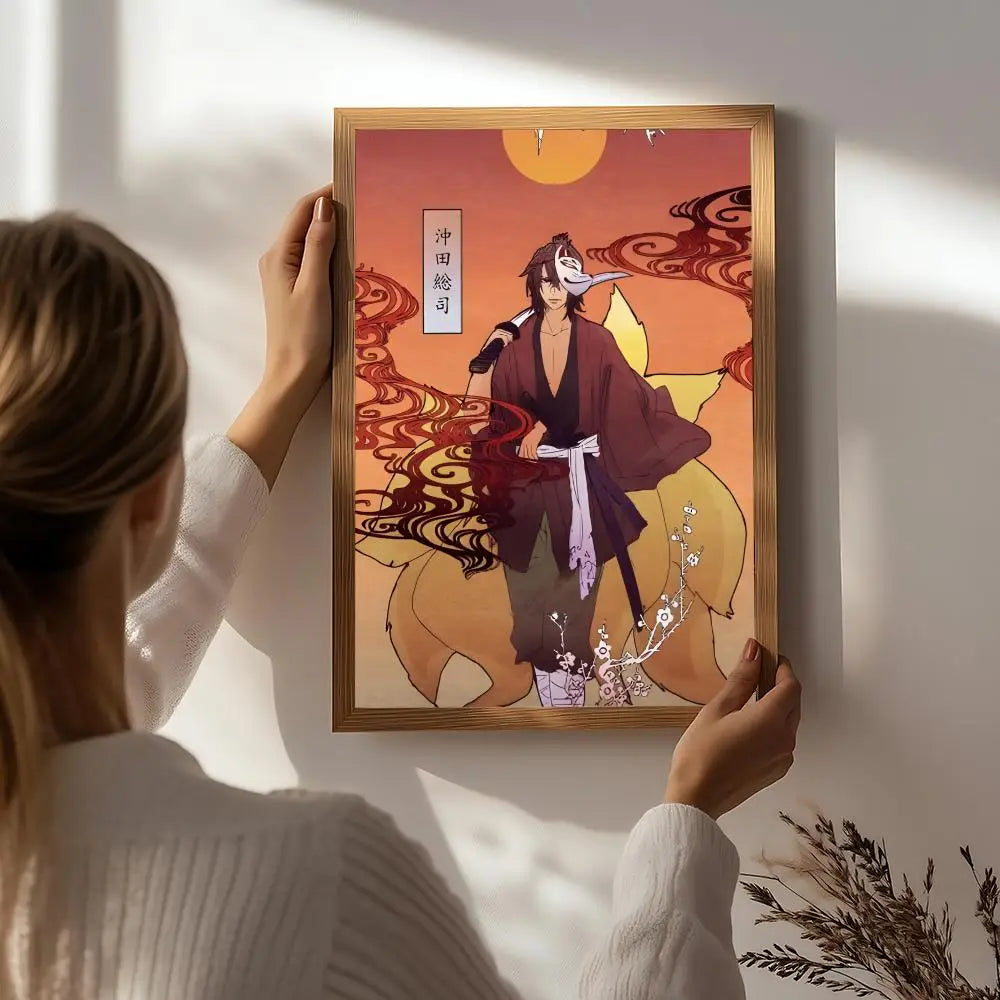 Hakuouki Anime Poster HD Self-Adhesive Waterproof Wall Art Anime Wall Poster Peaceful Pleasures Health and Wellness White8 21X30cmNoframe