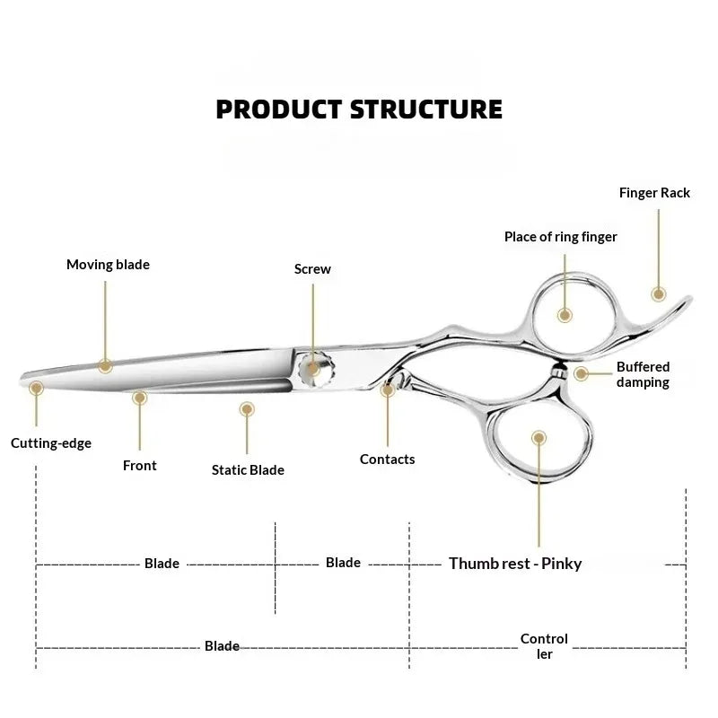 Barber Scissors Hairdressing Cutting Tools Thinning Shears for Hairdressers 5.5,6.0,6.5 Inch ATS314 Steel Peaceful Pleasures Health and Wellness