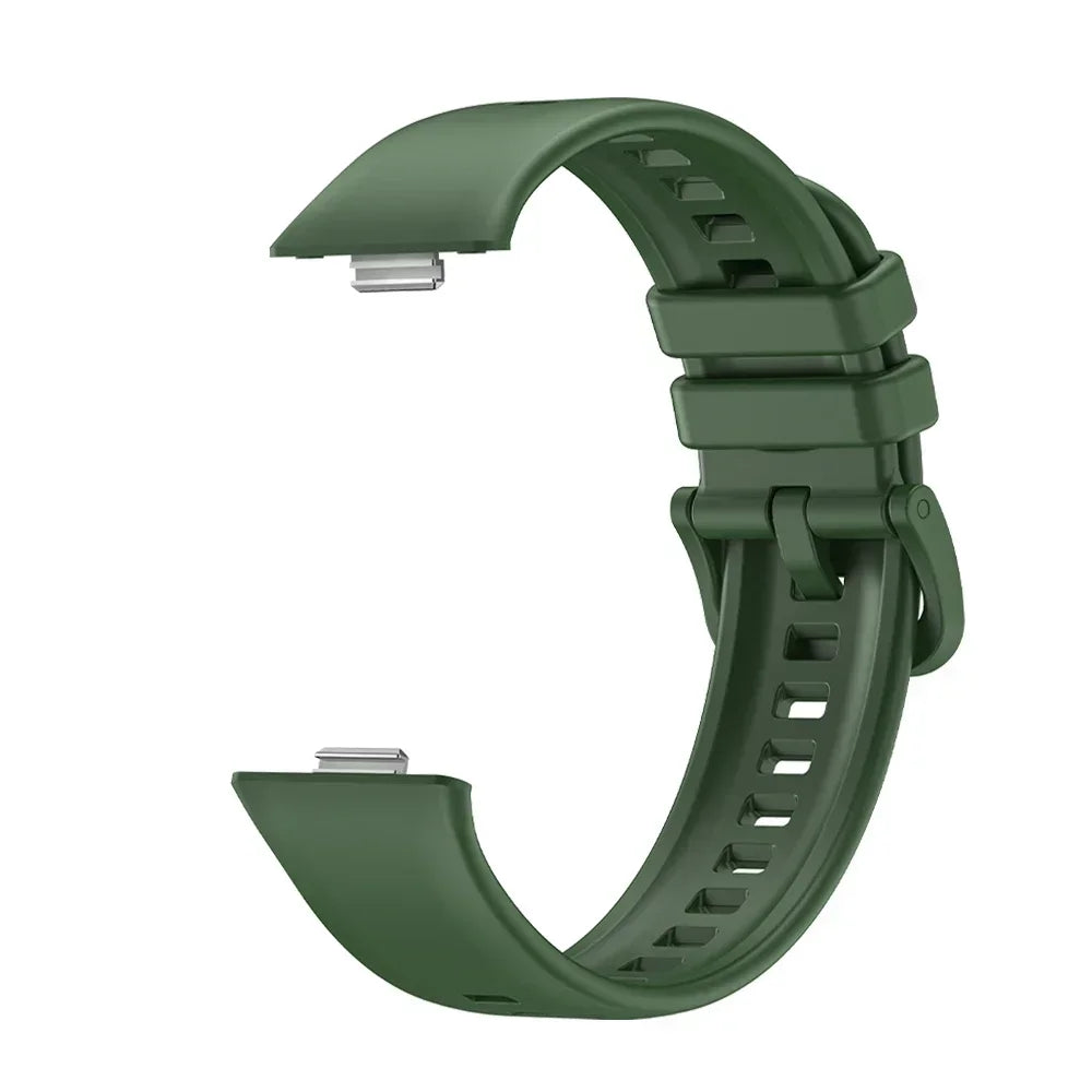 Silicone Band for Huawei Watch Fit 4/4 Pro/3 – Color Buckle Peaceful Pleasures Health and Wellness green