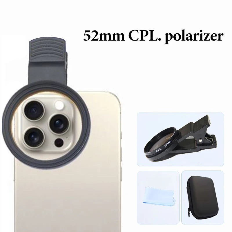 Mobile Phone Polarizer Camera Lens For Cellphone 67mm CPL Polarizer 52mm Scenery Anti-laser Polarizer Dimming Filter Accessories Peaceful Pleasures Health and Wellness 52mm for CPL