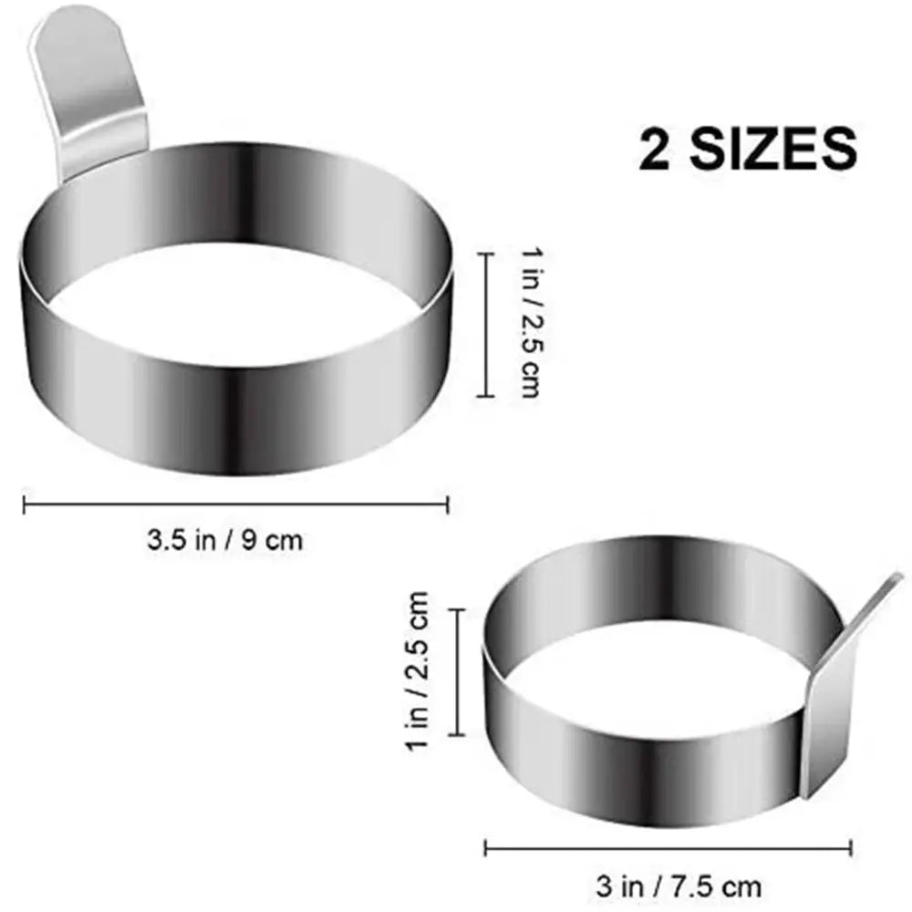 Egg Frying Mold Home Kitchen Baking Mold 304 Stainless Steel Egg Frying Round Mould Creative Mould with Heat-resistant Handle Peaceful Pleasures Health and Wellness