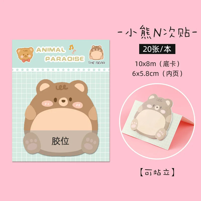New 8 Packs Cartoon Small Animal Special-shaped Sticky Notes Office Simple Shape Creative Sticky Notes Cute Colorful Note Paper Peaceful Pleasures Health and Wellness 3Pcs-6