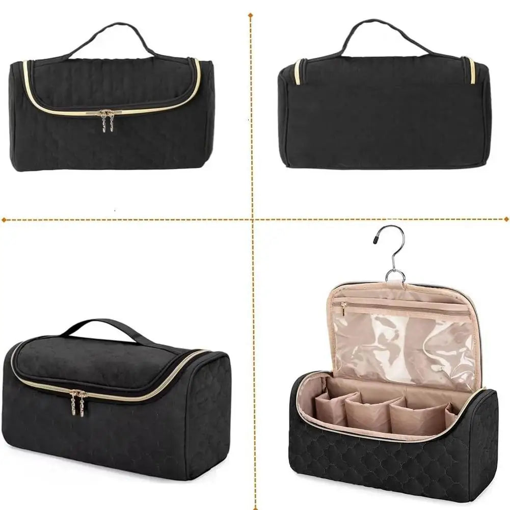 Foldable Reusable Makeup Bag Large Capacity Portable Travel Grooming Bag Ladies' Handheld Multifunctional Storage Bag 1Set Peaceful Pleasures Health and Wellness