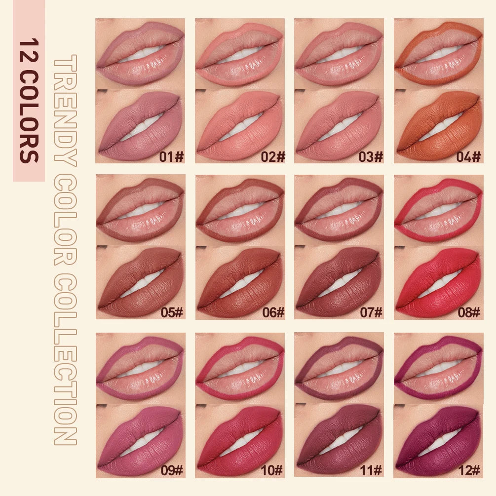QIBEST Matte Lipliner Pencil Lipstick Sets Nude Pink Red Contour Tint Lipstick Waterproof Lasting Lip Liner Pen Lips Makeup Kits Peaceful Pleasures Health and Wellness