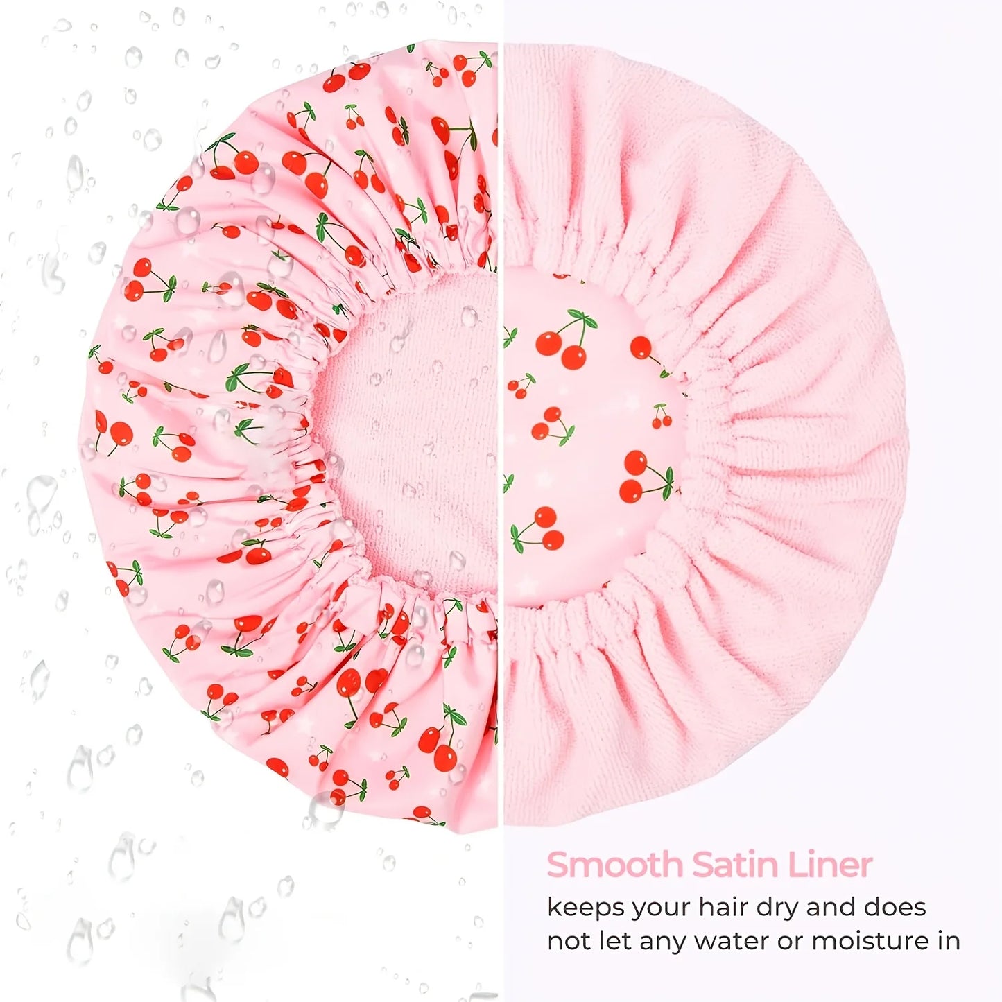 Terry Lined Shower Cap for Women – Large Reusable Waterproof Shower Cap Peaceful Pleasures Health and Wellness
