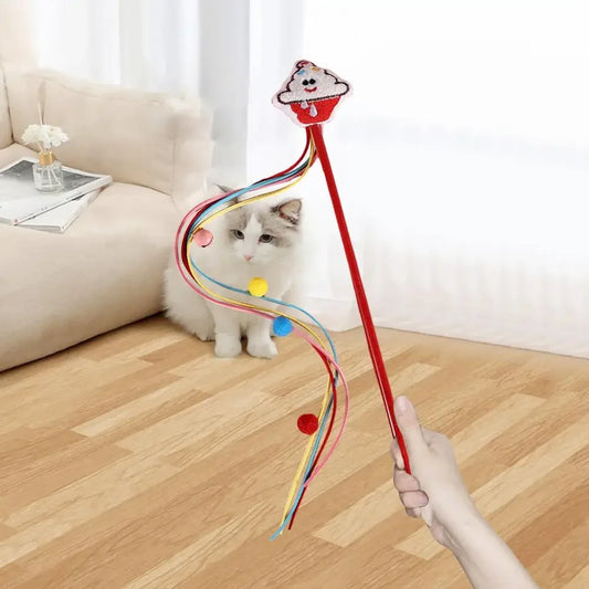 Cat Teasing Wand Plush Toy with Bell Ball – Interactive Cat Toy Interactive Cat Toy Peaceful Pleasures Health and Wellness