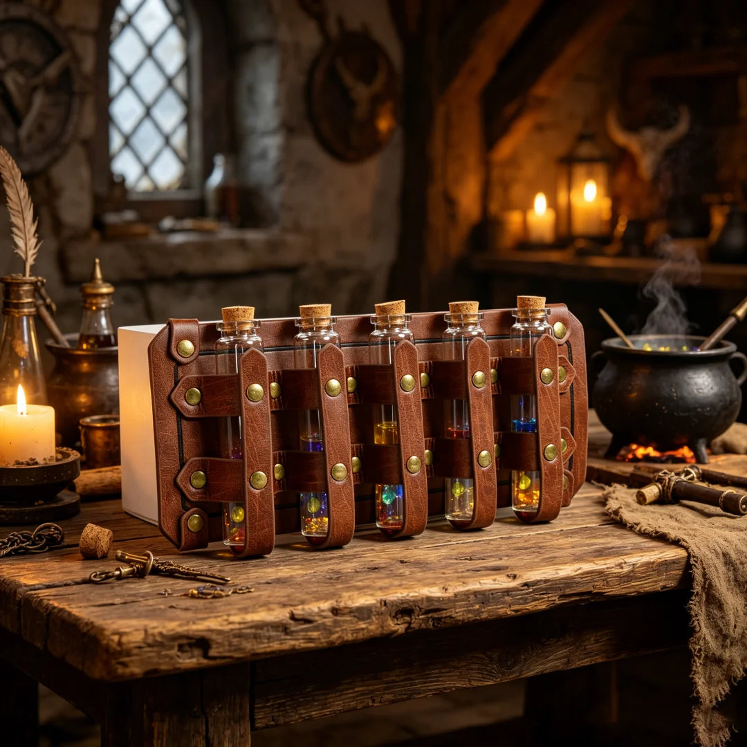 UYEE Medieval Leather Vial Holder Waist Sash Alchemy Potion Bottle