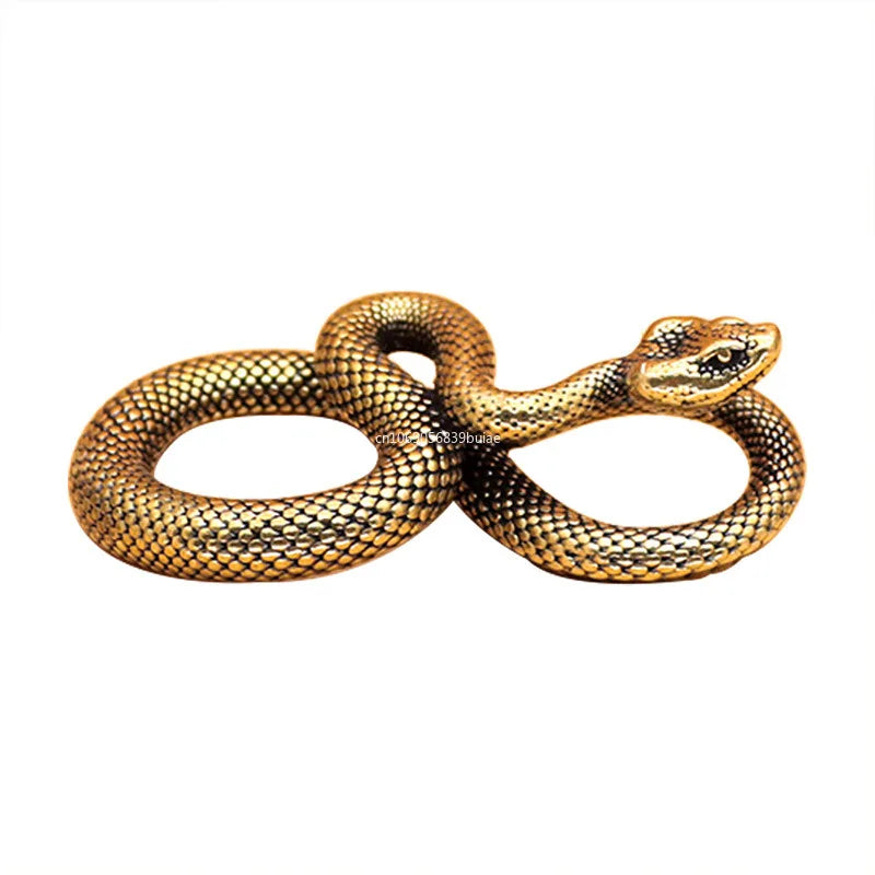 Copper Brass Mini Snake Antique Bronze Decor Figurines for Interior Decoration Desktop Ornament Pure Copper Miniatures Statue Peaceful Pleasures Health and Wellness