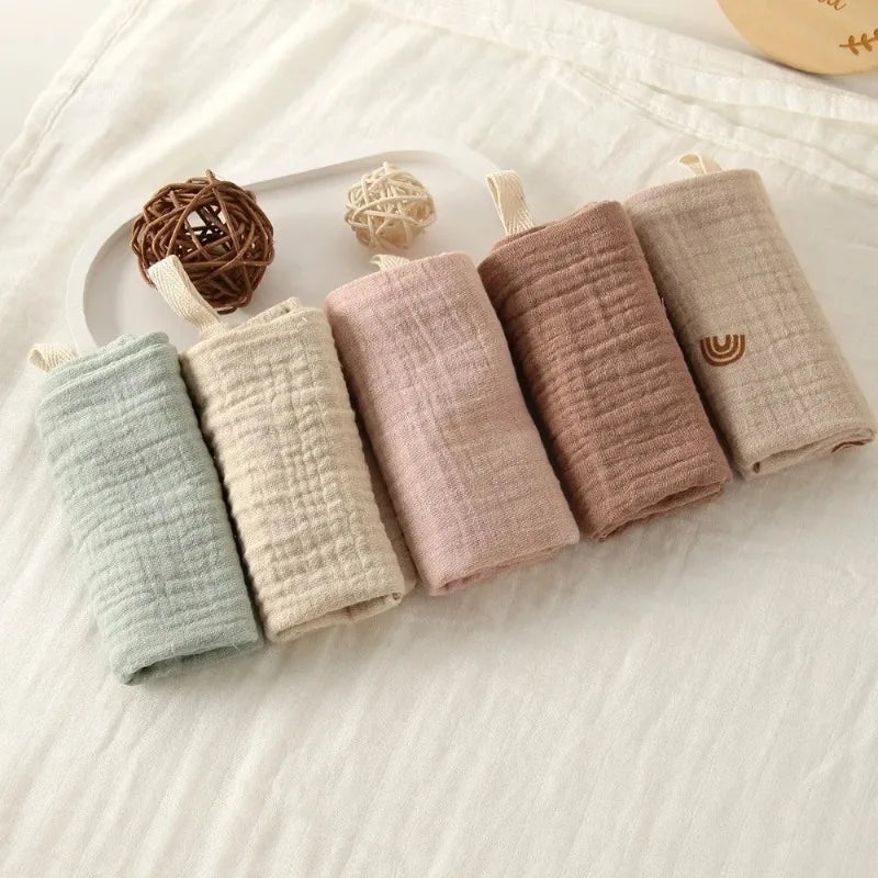 Baby Muslin Washcloths 5-Pack | Soft Cotton Newborn Face Towels