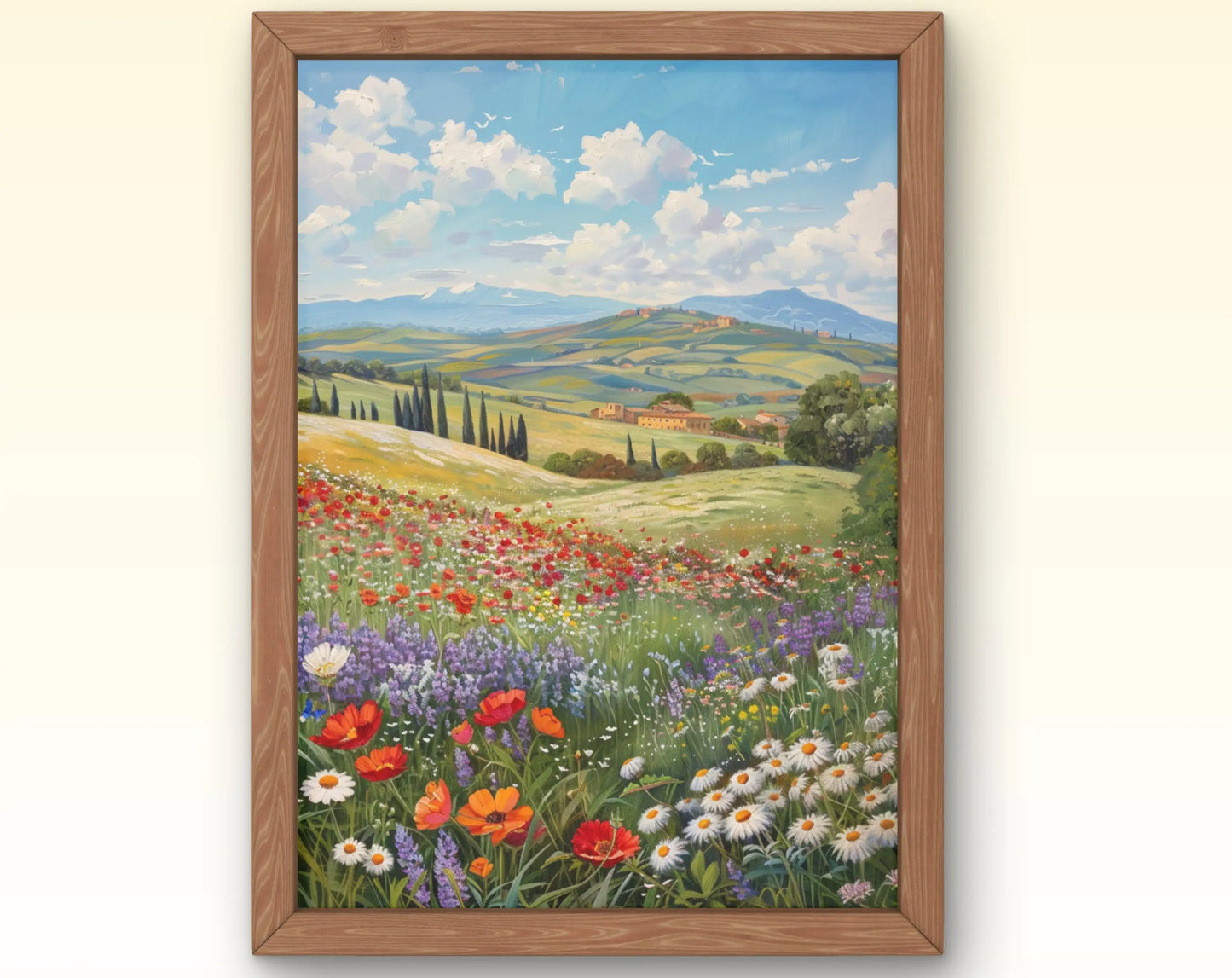 European Rural Scenery Floral Canvas Wall Art | Unframed Print