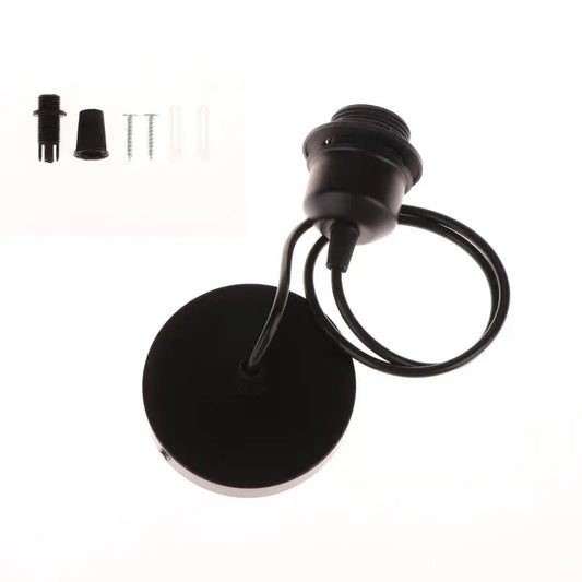 E27 Hanging Lamp Holder With 0.8/1/1.2/1.5M Cable Ceiling Lamp Holder Socket Half Teeth Lampshade Base Peaceful Pleasures Health and Wellness Black 100cm