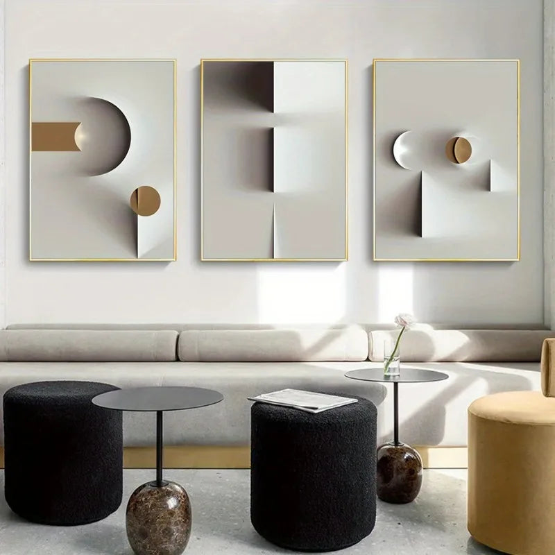 3-Piece Nordic Geometric Abstract Canvas Wall Art | Unframed Canvas Wall Art Set Peaceful Pleasures Health and Wellness