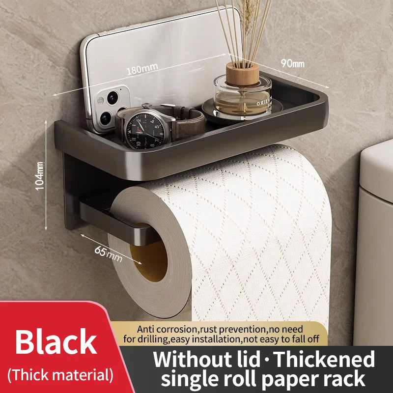 No-Drill Double Layer Toilet Paper Holder & Shelf | YUNJIEYA