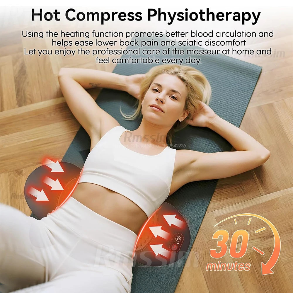 3-in-1 Electric Lumbar Support Pillow with Heat,Vibration &Traction,Waist Relief Waist Support Back Pillow Waist Protection Pad Peaceful Pleasures Health and Wellness