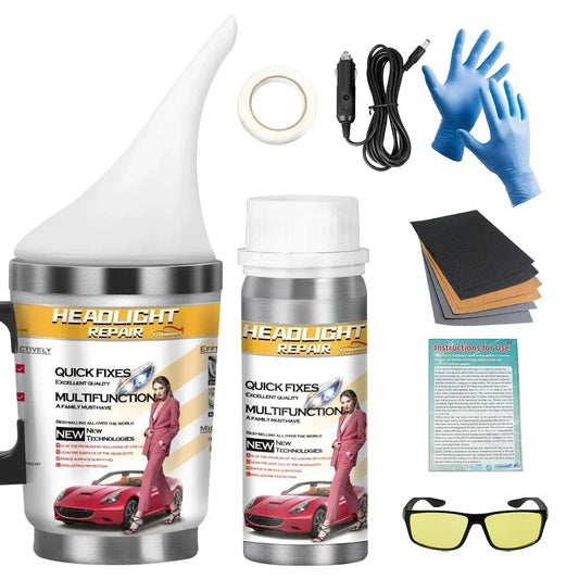 Car Headlight Polish Restoration Kit Headlight Polishing Cleaning Kit Anti-Scratch Hydrophobic Car Headlight Repair Polish Tool Peaceful Pleasures Health and Wellness 100ML with tool