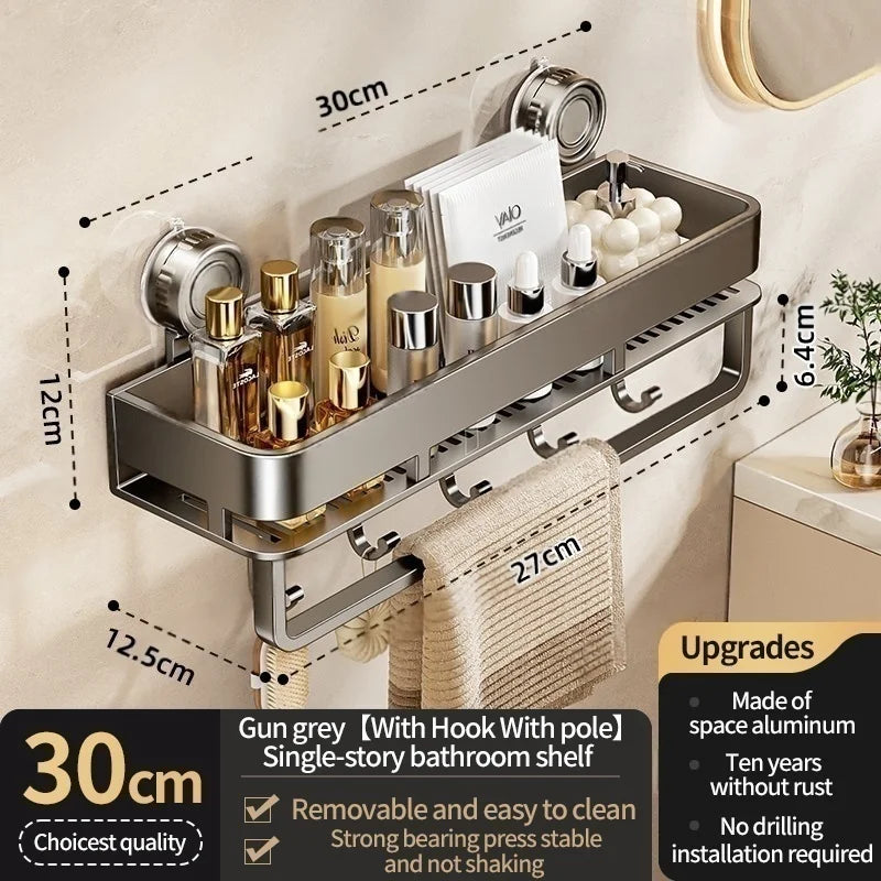 Suction Cup Shower Caddy & Towel Holder – No-Drill Storage