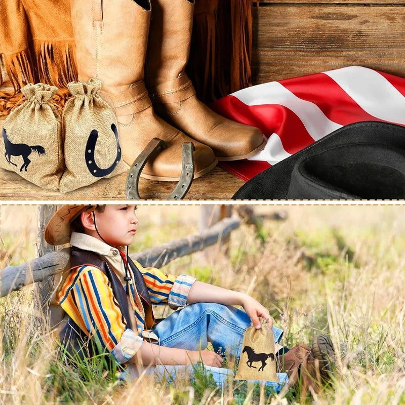 Western Cowboy Party Gift Bags | Horsehead & Horseshoe 5 Pack