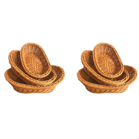 A36T-Wicker Woven Bread Basket Serving Basket Set Of 6,Storage Basket For Food Fruit Cosmetic Storage Table Top And Bathroom Peaceful Pleasures Health and Wellness brown NONE
