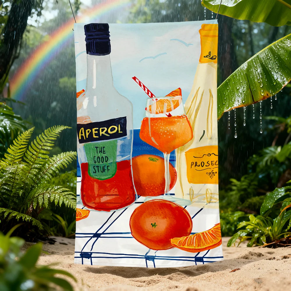 Aperol Spritz Quick-Dry Beach Towel | Soft Pool & Travel Towel Quick-Dry Beach Towel Peaceful Pleasures Health and Wellness