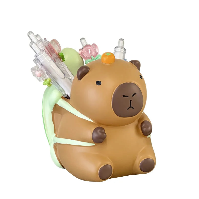 Portable Creative Cute Capybara Pen Holder Large Capacity Makeup Brush Holder Multi Functional Cartoon Stationery Storage Box Peaceful Pleasures Health and Wellness