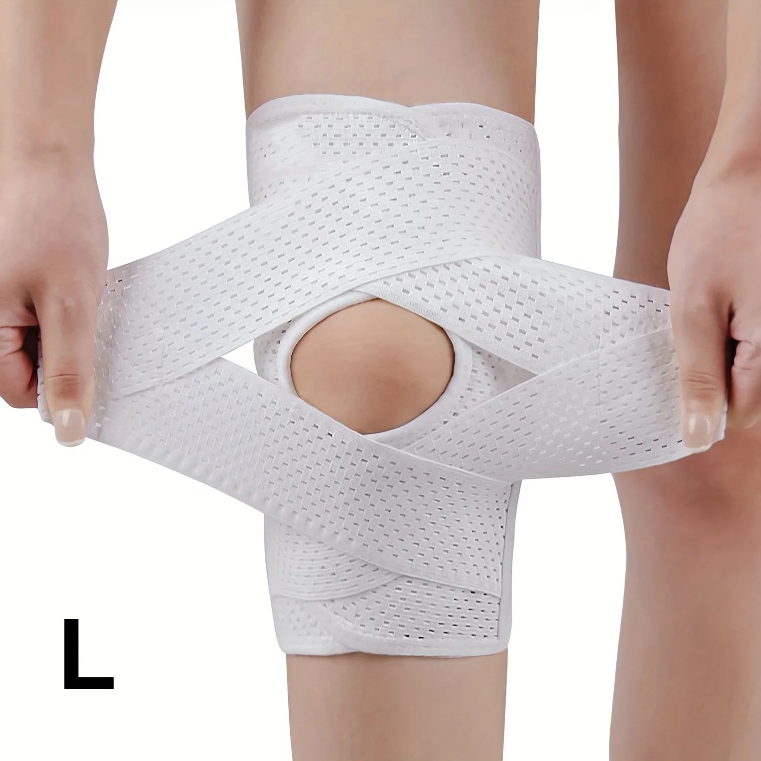 Unisex Compression Sports Knee Brace V-Cross Strap & Breathable Mesh with Side Stabilizers for Knee Pain Relief, Running Support Peaceful Pleasures Health and Wellness Gray L