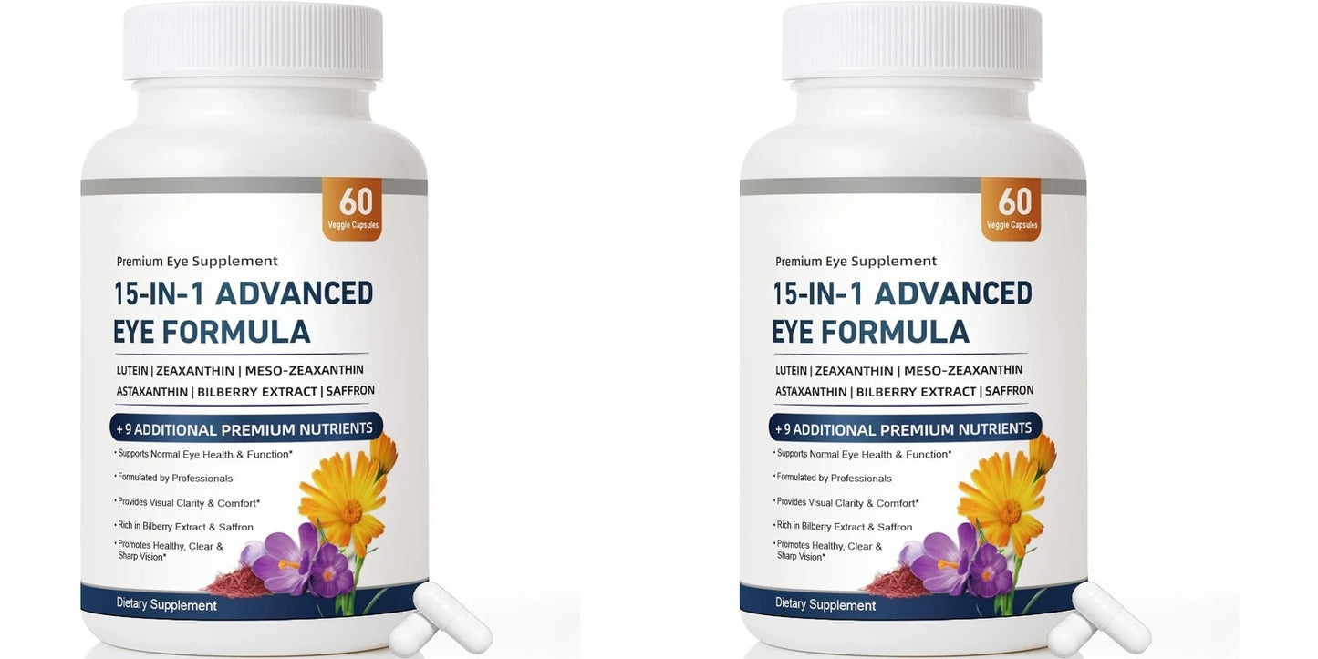 15-in-1 Eye Formula Lutein Zeaxanthin Bilberry – 60 Veggie Caps