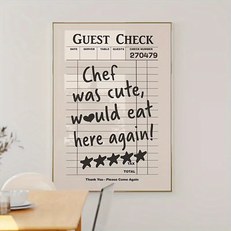 1pc Chef Was Cute Would Eat Here Again Modern Kitchen Wall Art for Bedroom Wall Decor New Year Gifts Artwork Canvas No Framed Peaceful Pleasures Health and Wellness