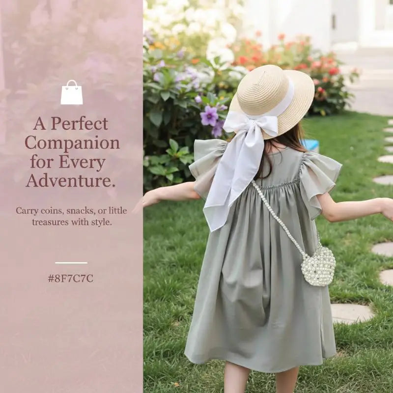 Pearl Beaded Heart Mini Bag – Cute Crossbody Handbag for Girls
