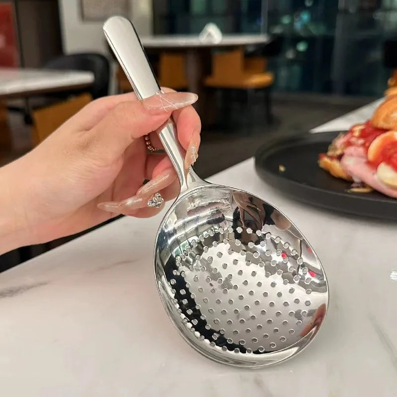 Stainless Steel Ladles For Serving Soup Rice Serving Spoon Drain Hole Heat Insulated Handle Kitchen Utensils For Daily Use Hot Peaceful Pleasures Health and Wellness