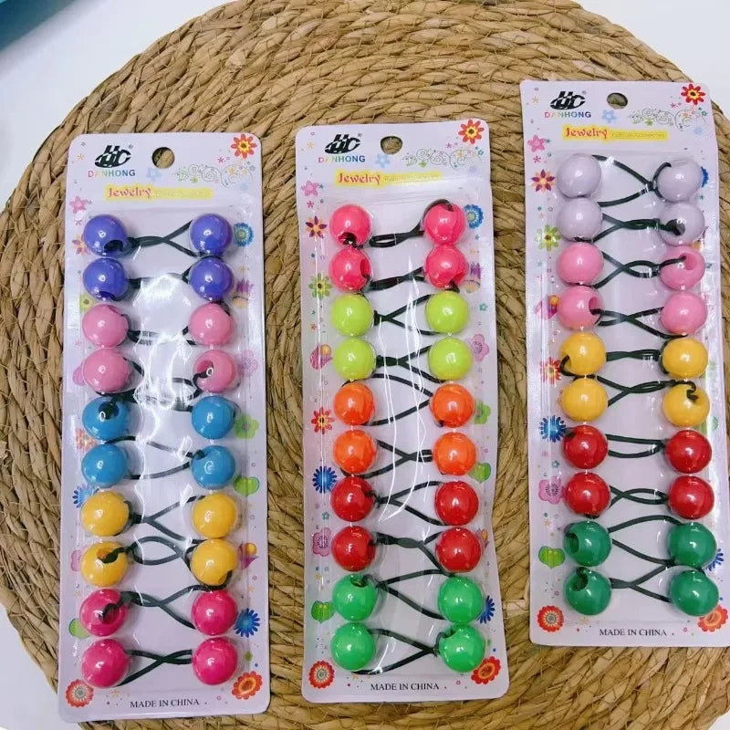 10pcs Elastic Ball Hair Ties for Girls | Colorful Beaded Bobbles Kids Hair Accessories Peaceful Pleasures Health and Wellness
