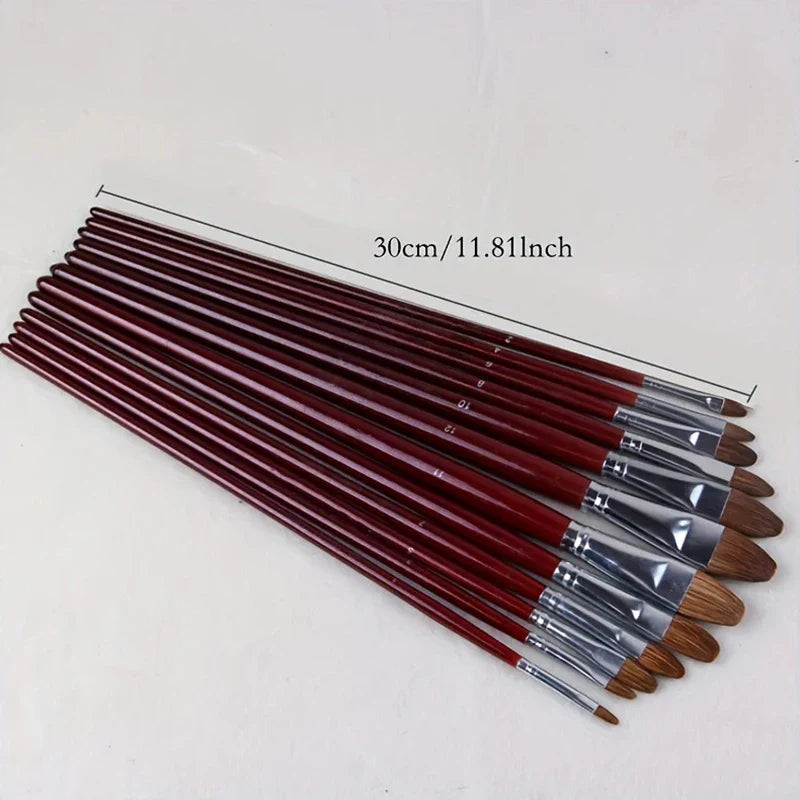12-Piece Artist Paint Brush Set – Acrylic, Oil & Watercolor